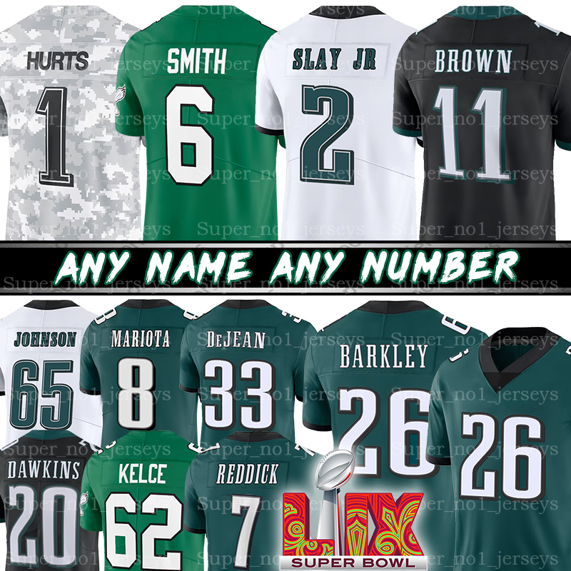26 Saquon Barkley Custom Football Jerseys Jalen Hurts Cooper DeJean DeVonta Smith Darius Slay Kenny Pickett Goedert Quinyon Mitchell Lane Johnson
