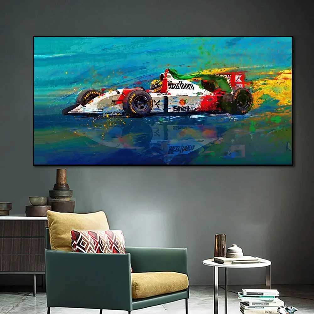 Scandinavian Simple Wall Art Ayrton Senna F1 Car Legend HD Canvas Oil Painting Poster Print Home Bedroom Living Room DecorationC250122