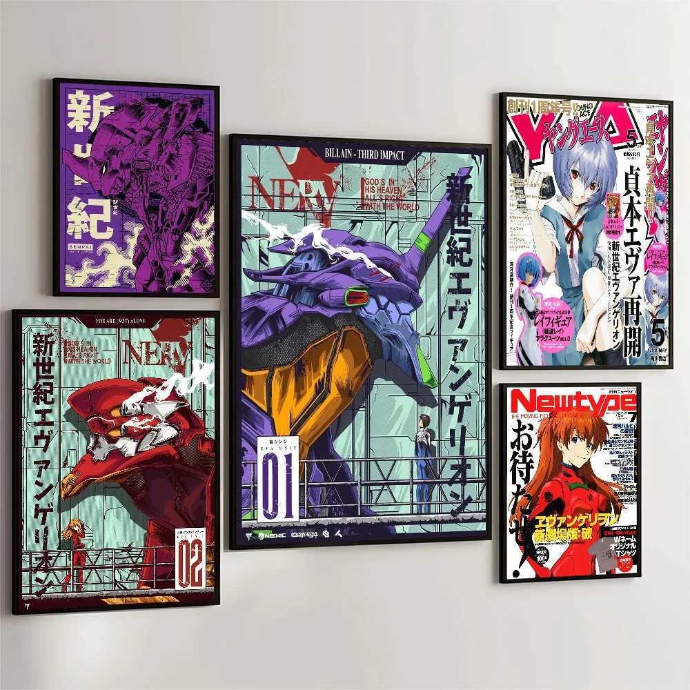 1PC N-Neon G-E-Anime Movie Sticky Posters Retro Kraft Paper Sticker Ro Bar Cafe Aesthetic Art Wall Painting Y250122