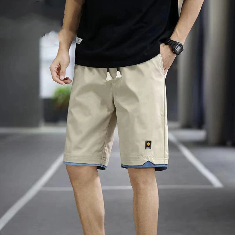 Mens Shorts Summer Loose Elastic Waist Solid Drawstring All-match Thin Casual Straight Shorts Fashion Trend Men Clothing 250120
