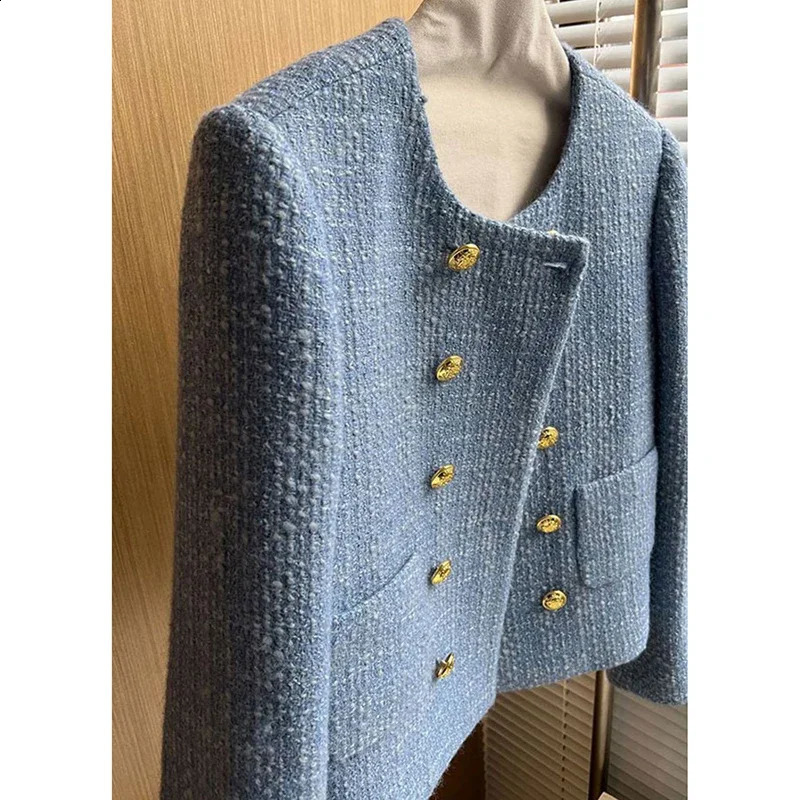 ITOOLIN Buttons Up Cardigan Coat Elegant Office Lady Tweed Jacket Fashion Pocket Long Sleeve Solid Outerwears Clothing Autumn 250109