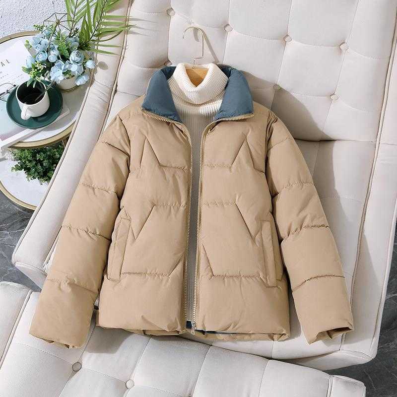 Cotton Jacket Short Womens Autumn And Winter Fashion Korean Version Womens Cotton Jacket Thick Standing Collar Small Versatile Jacket For Women Coat 2