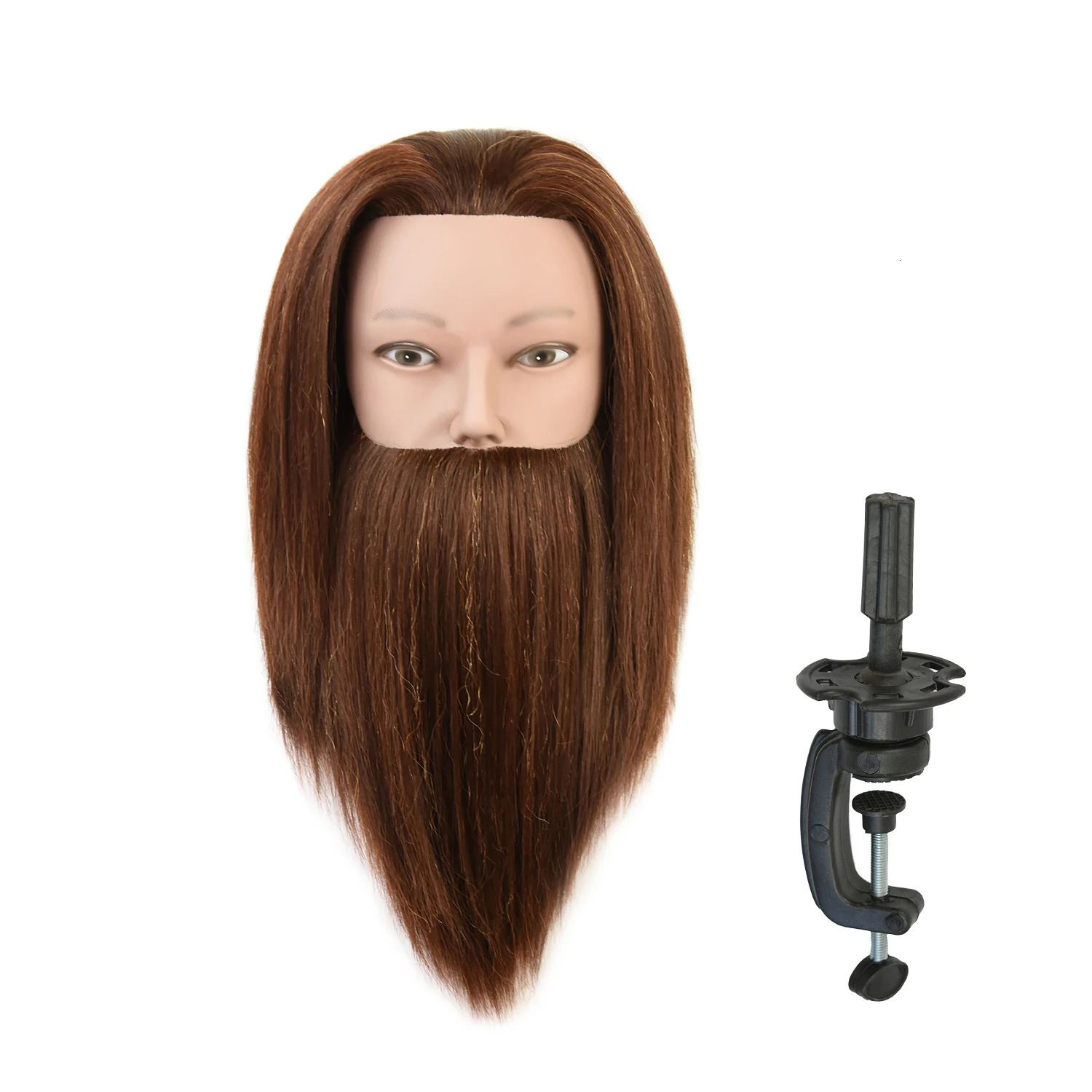 14inches Mannequin Head Training Male Human Hair with Beard Hairdresser Practice Doll Head for Hairstyles 250114