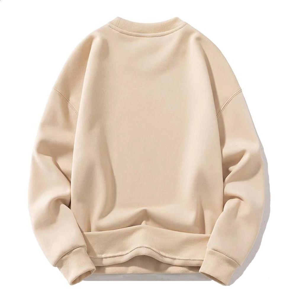 Winter Heavy Weight Warm Fleece Sweatshirts Men High Quality Crewneck Hoodies For Sudaderas Sin Capucha 250114Z