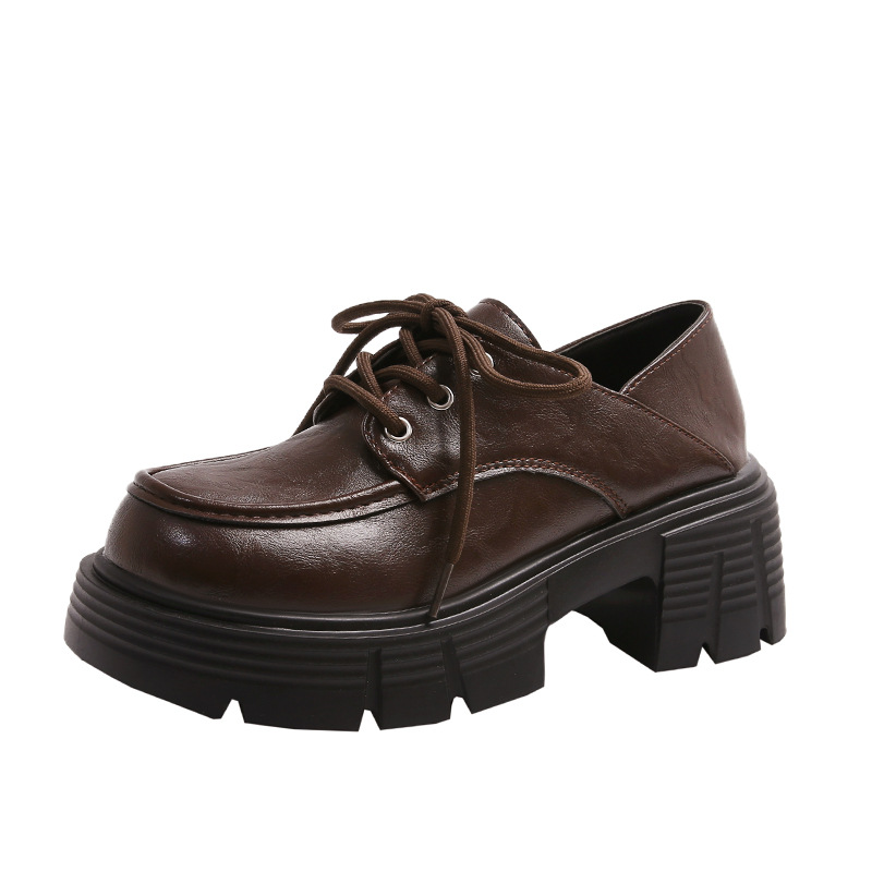 Women Casual Shoes Thick Sole Fashion Simple Design Round Toe Versatile Triple Black Brown Free shipping