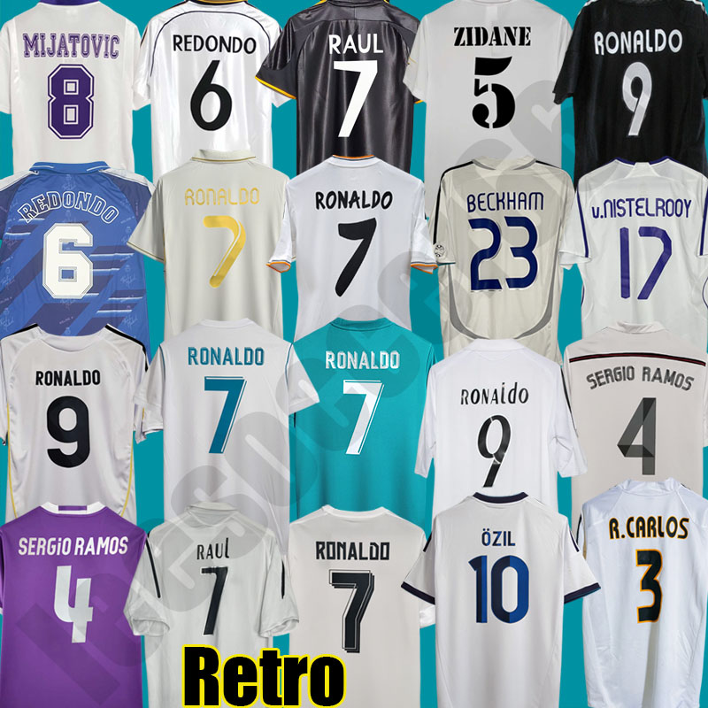 camiseta real Retro Soccer Jerseys Finals Football Shirt madrids GUTI BENZEMA SEEDORF CARLOS RONALDO KAKA ZIDANE Beckham RAUL FIGO Vintage men kits retro jersey