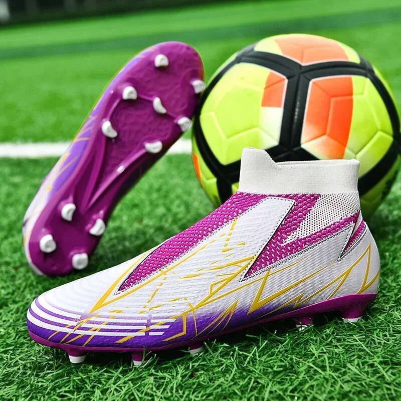 Professional Soccer Shoes For Breathable High Top Football Boots Big Size 47 Non-slip Long Spikes Training Socks Sneaker Men