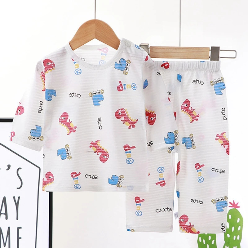 Summer Cotton Pajamas Set for Kids Baby Pajamas for Boys and Girls Long Sleeve Breathable Cat Rabbit Animal Clothes 250121
