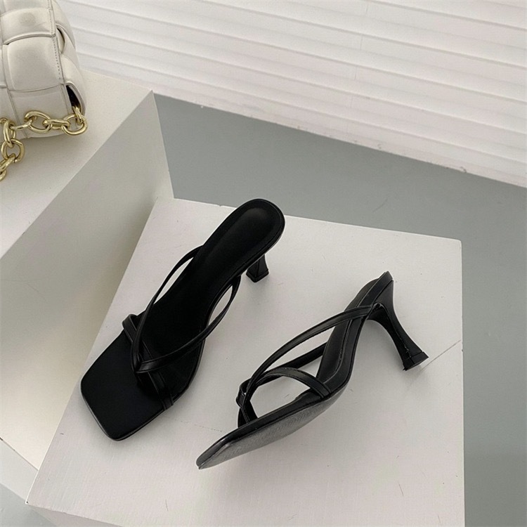 Women Slippers Simple Style Versatile Fashion High Heel Design Sense Triple Black White Free shipping