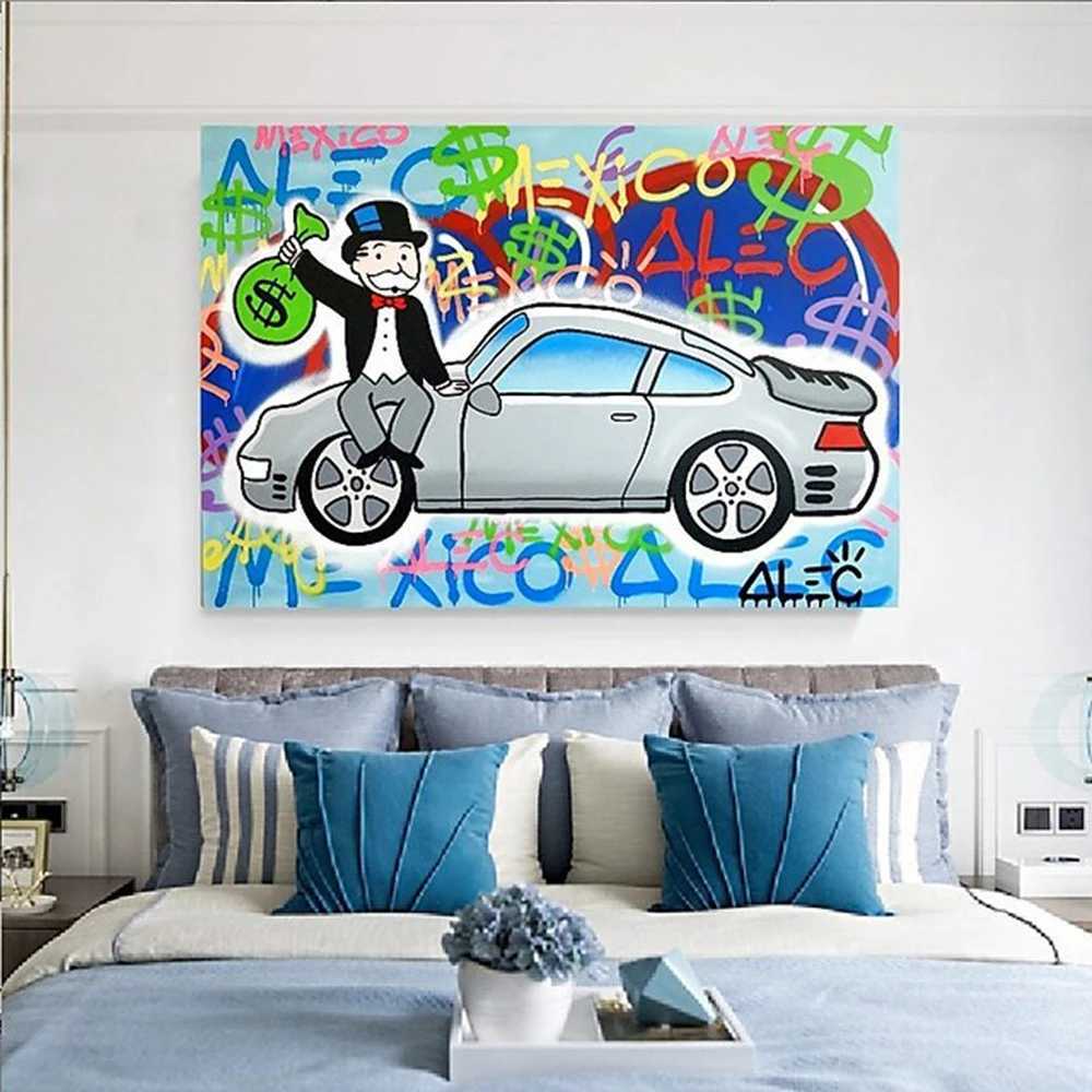 Graffiti c Monopoly Cartoon Posters Wall Art Canvas Prints Rich Man Dollars Paintings for Living Ro He Decor Pictures Y250122