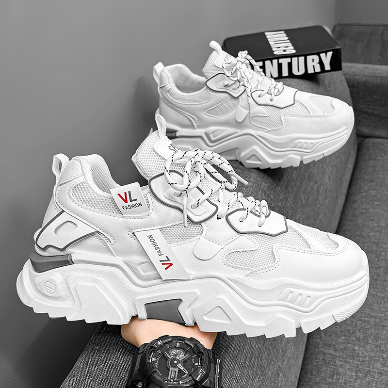 Men Sports Shoes Thick Sole Fashion Simple Design Versatile Triple Black White Green Free shipping