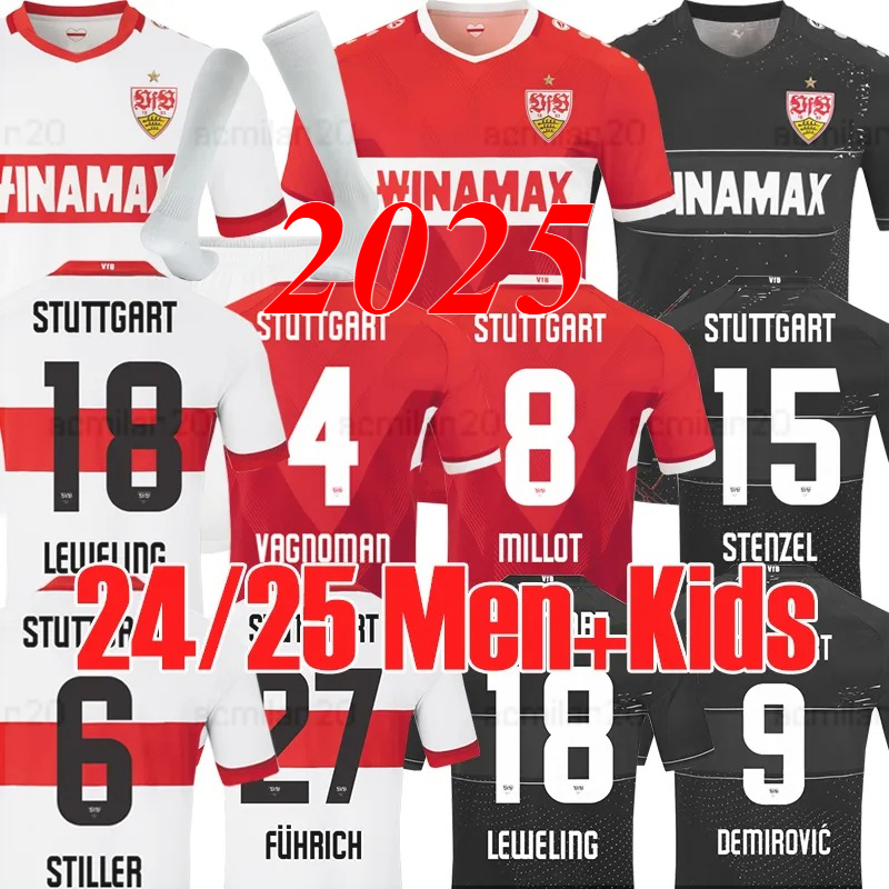 24 25 s4xl soccer jerseys vfb stuttgarts fans player version keitel stiller millot 2024 2025 home demirovic stenze leweling men kids kits sets football shirts 1628 66