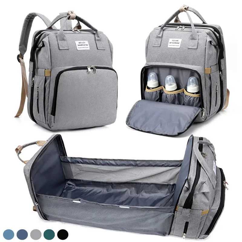 Mommy Diaper Bags Baby Bed Mother Large Capacity Nappy Milk Bottle Backpacks with Changing Mat Convenient Baby Nursing BagsC250326
