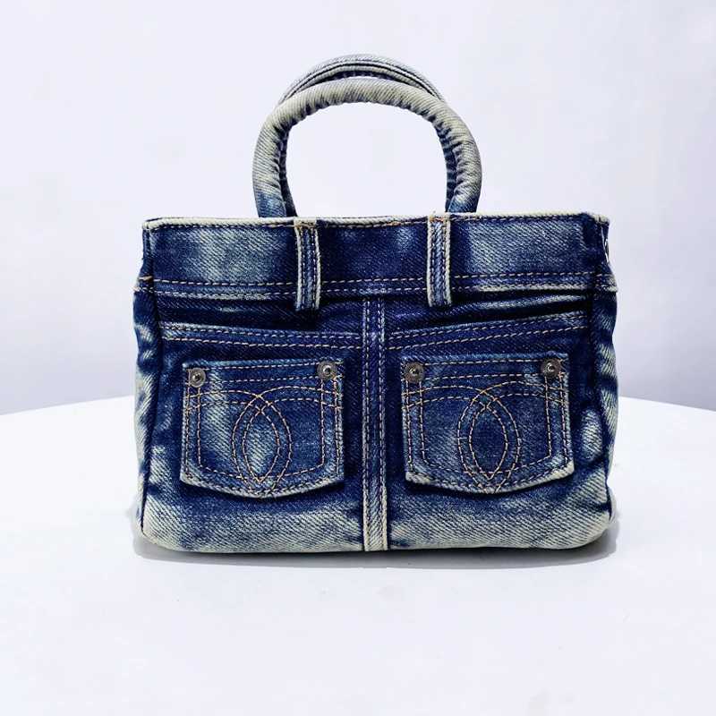 Lock Decoration Key Bags For Women Luxury Designer Handbag Purses 2024 New In Vintage Wash Water Denim Shoulder Crossbody Y250121