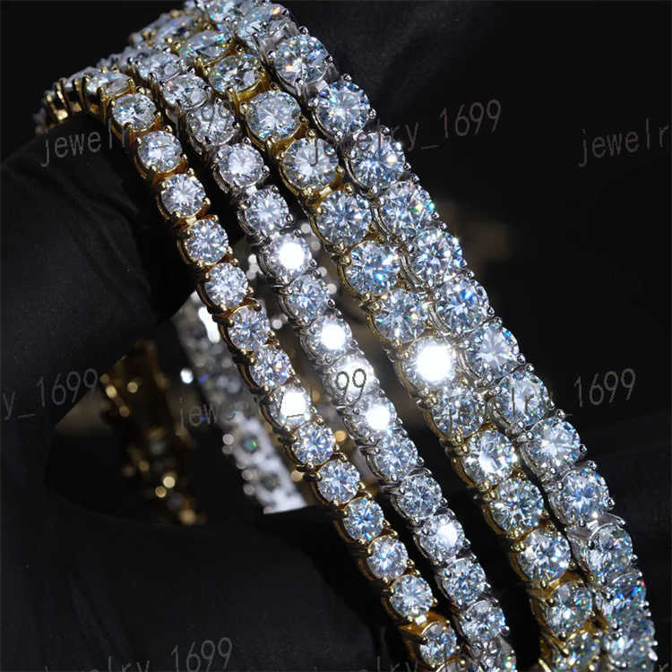 Designer necklace Gems 4mm Hip Hop Square Diamond Tennis Chain Big Moissanite Tennis Chain Moissanite Tennis Chain Choker jewellery