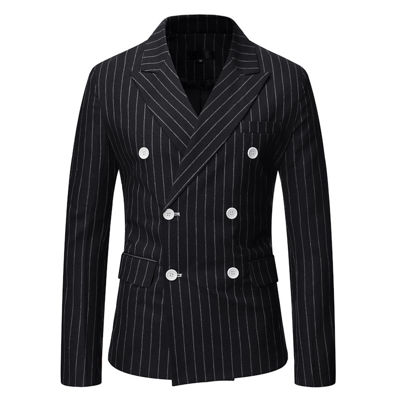 suits for men designer 2025 autumn and winter new european men's casual suit jacket double breasted fashionable striped suit for men a26