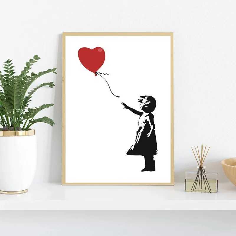 Banksy Street Graffiti Decorative Canvas Painting Girl with Balloon Follow Your Dreams Art Poster PrintsRoom Wall DecorC250122