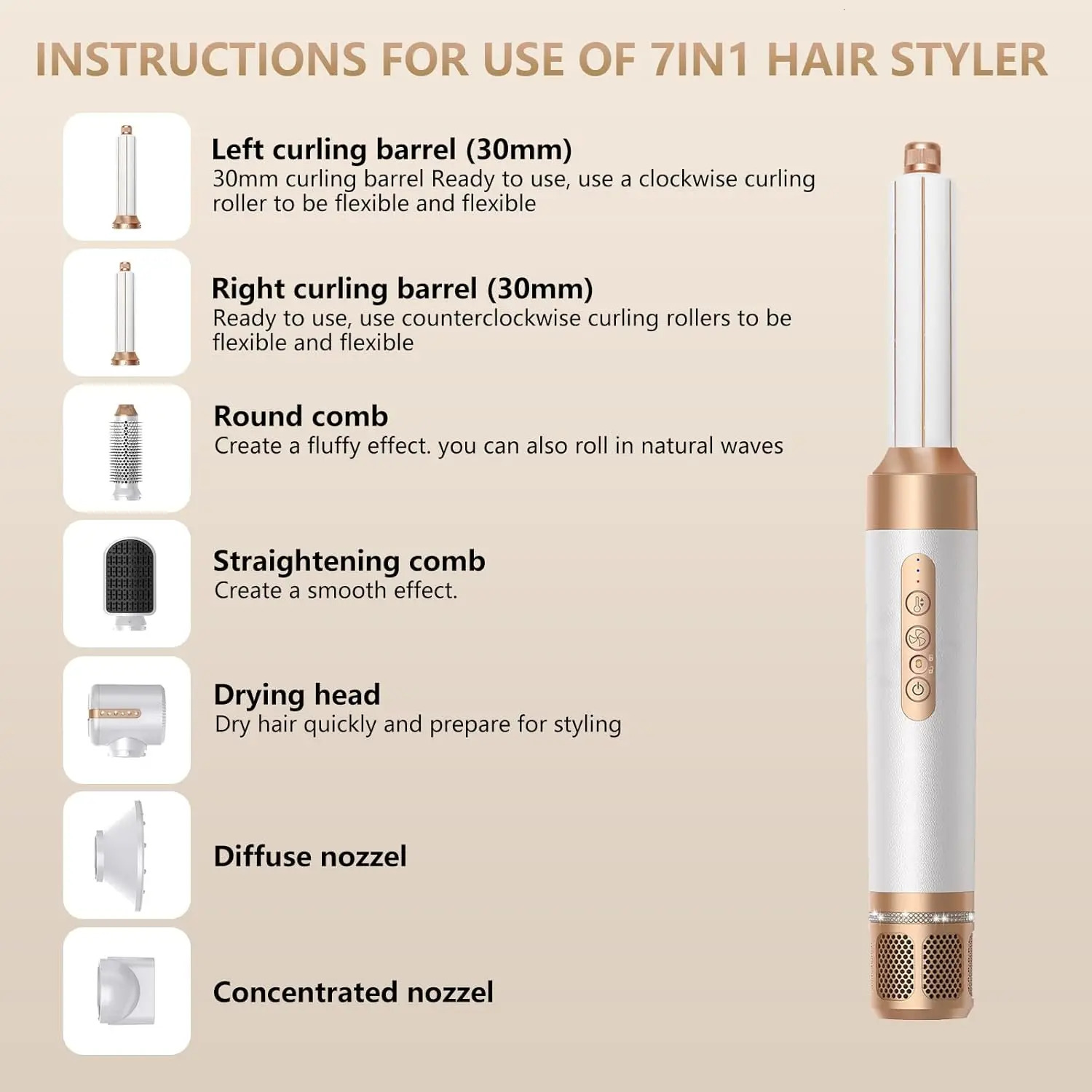 Dryer Hair Tools Set 7 in 1 Styling Drying System Professional Brush Wrap Air Curling Wand 250120