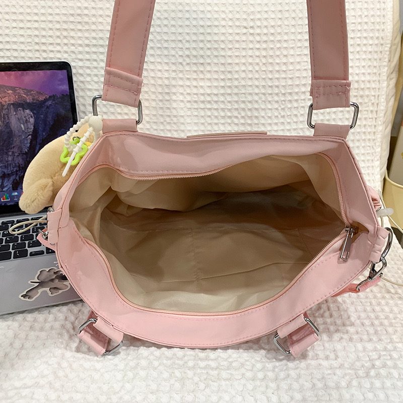 Womens Handbag Canvas Large Capacity Splicing Work Shoulder Casual Sweet Fashion School Bag 240904