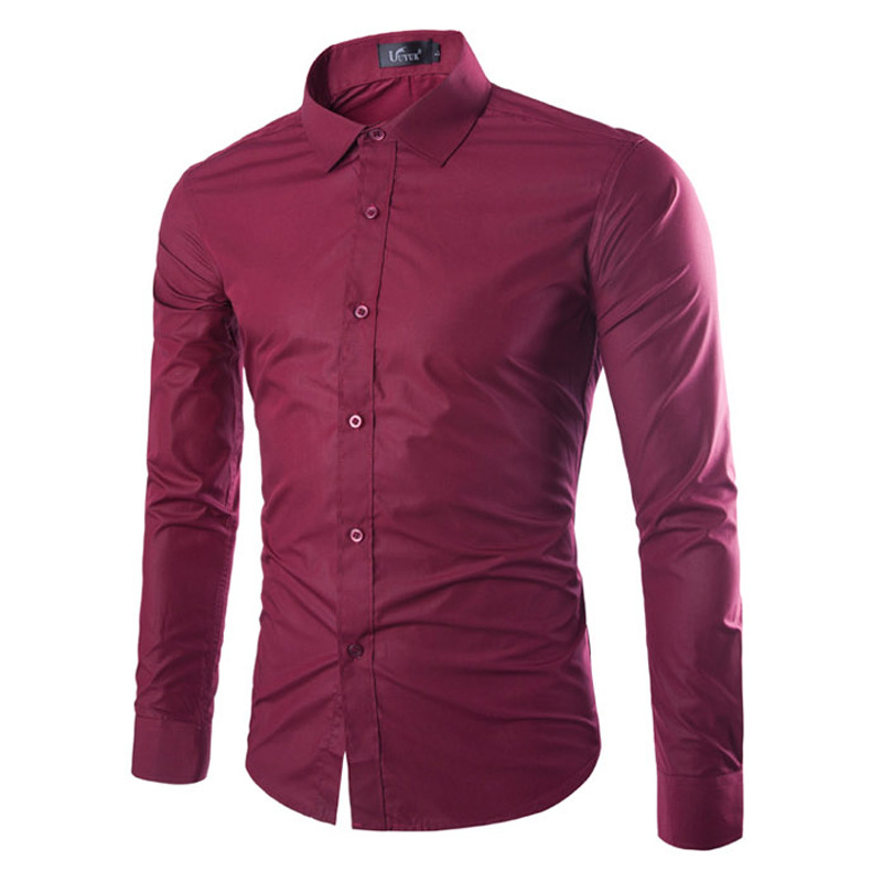 Men's Casual Shirts White Lapel Long Sleeve Dress Shirt Men Slim Fit Button Down Mens Business Office Work Camisa Social Masculina