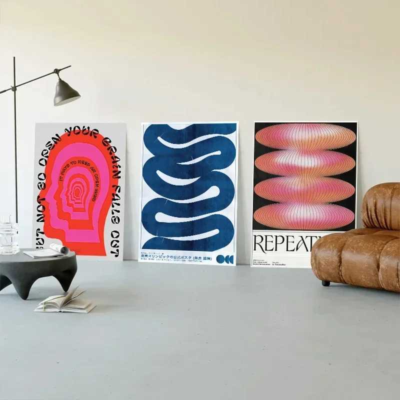 Abstract Gradient Halo Open Your Mind Posters Japanese Retro Blue Wave Canvas Painting Living Ro Bedro Wall Art He Decor Y250122