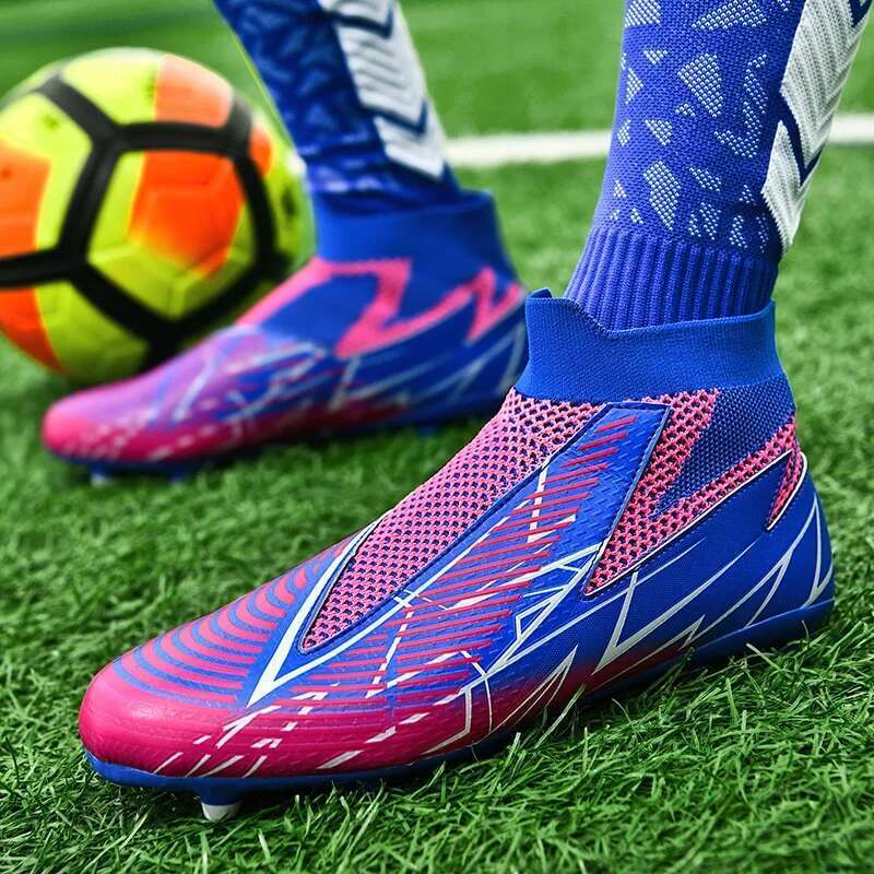 Professional Soccer Shoes For Breathable High Top Football Boots Big Size 47 Non-slip Long Spikes Training Socks Sneaker Men