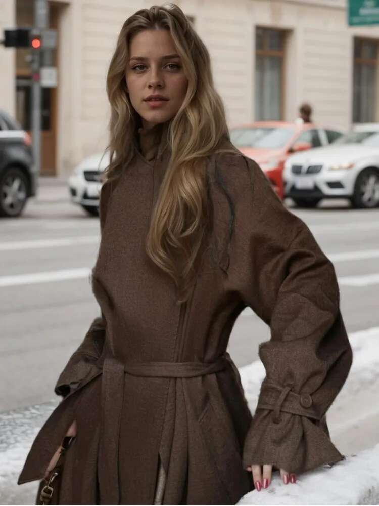hoodie DEAT Fashion Women's Trench Coat Lace-Up Oblique Buckle Full Sleeve Solid Color Long Version Windbreaker Spring 2025 New 7Ab6884 jacket