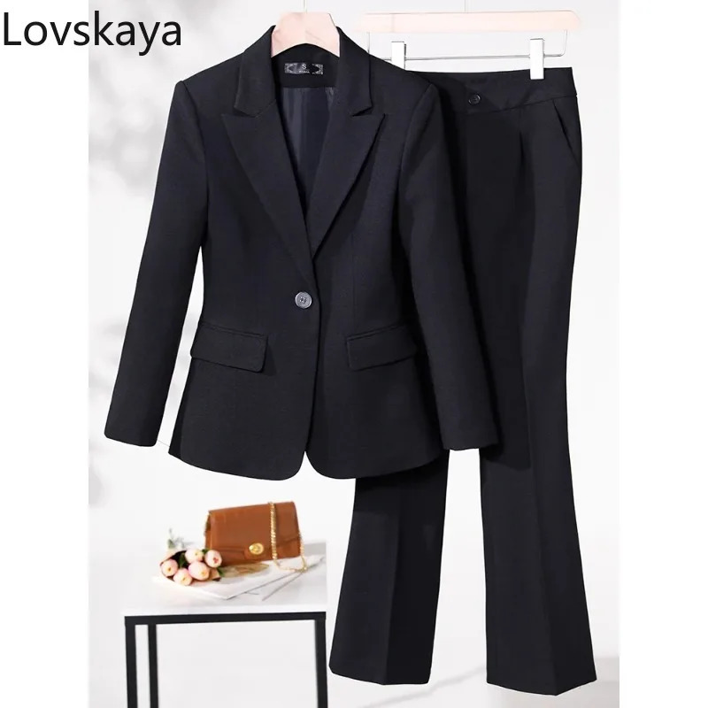 Business Work Wear 2 Piece Set Purple Blue Red Black Long Sleeve Blazer And Trouser Women Pant Suit Formal 250122