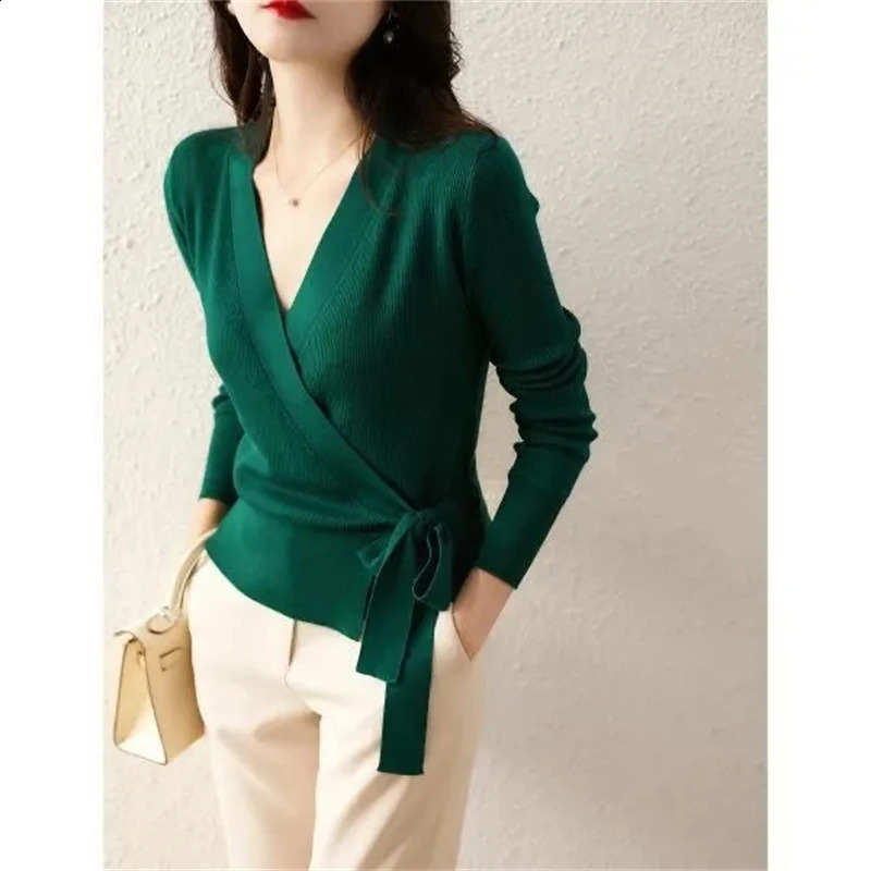 2024 Spring And Autumn Comfortable Fashion Elegant Womens Knitted Cardigan Long Sleeved Loose Ladies Bottom Shirt 250109Z