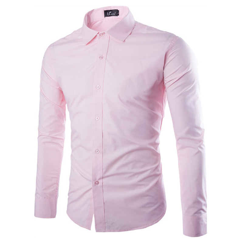 Men's Casual Shirts White Lapel Long Sleeve Dress Shirt Men Slim Fit Button Down Mens Business Office Work Camisa Social Masculina