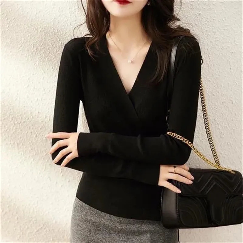 2024 Spring And Autumn Comfortable Fashion Elegant Womens Knitted Cardigan Long Sleeved Loose Ladies Bottom Shirt 250109Z