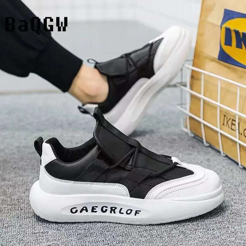 Men Fashion Running Designer Leather Patchwork Breathable Height Increased Platform Chunky Sneakers Loafers Shoes