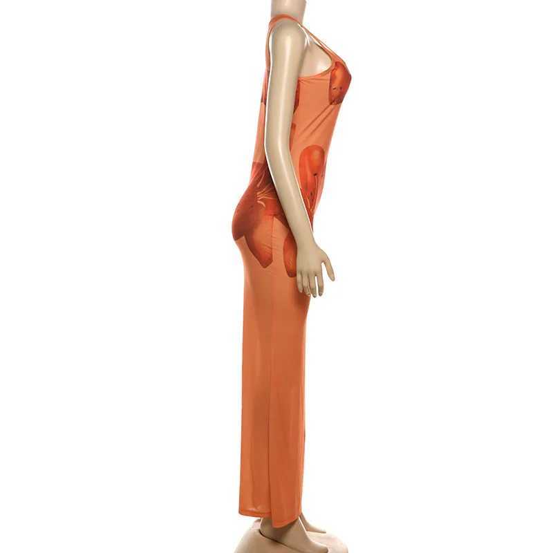 Basic Casual Dresses Long Print Dresses Temperament European and American Dress Beach Party High Elegant Dress Maxi Sexy Bodycon S Through Clubwear H2