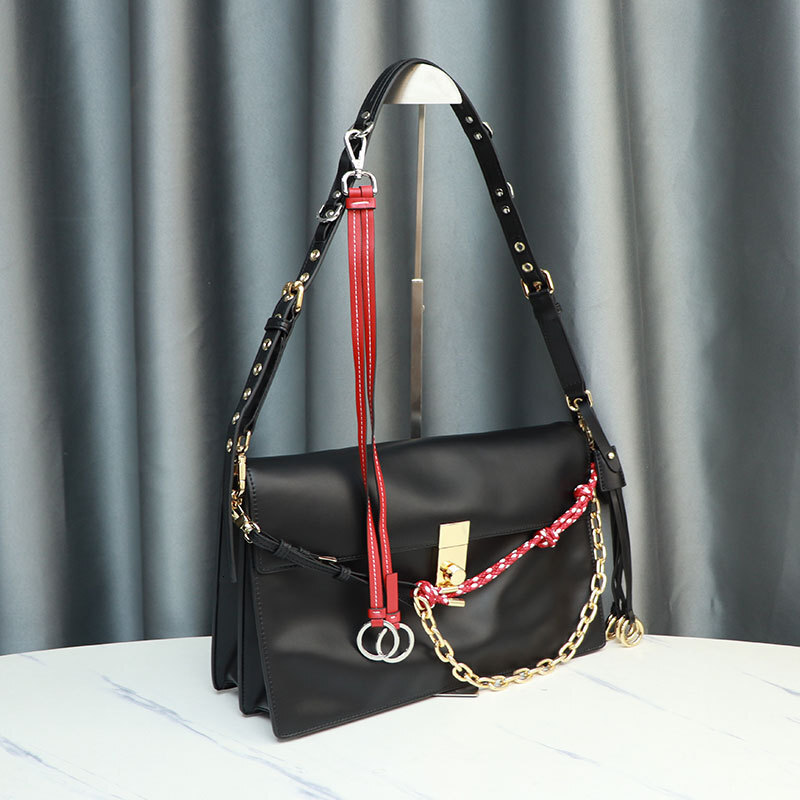 Bag 24 Autumn/Winter New Soft Sound Flip Postman Pendant Lock Motorcycle Leather Small Square Bag