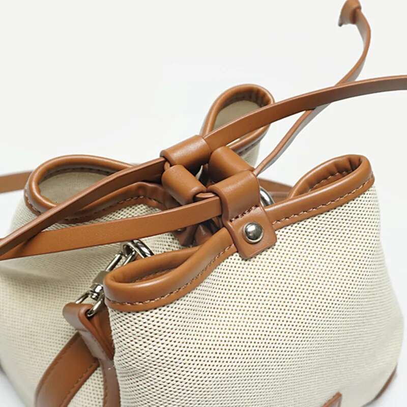 2024 New Women's Fashion Versatile Canvas Stylish Drawstring Retro Bucket Single Shoulder Crossbody Bag For Women