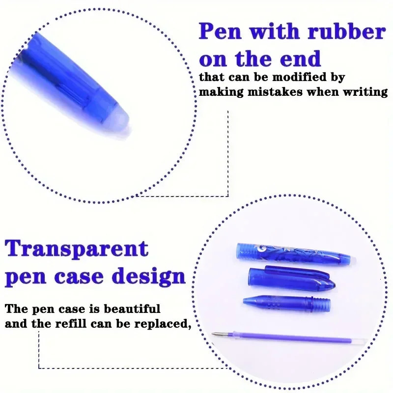 8pcs Multi-Color Erasable Gel Pen 0.5mm Tip Painting Writing Drawing School Black Blue Red Pink Orange Green Purple Light Blue 250121