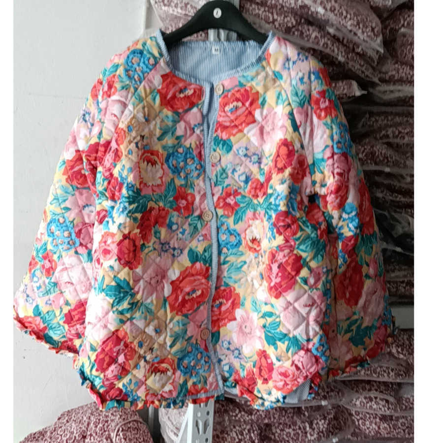 Womens Autumn Flower Printed Loose Quilted Cotton Jacket Womens Top Women Jackets Coat Woman Fur 241209