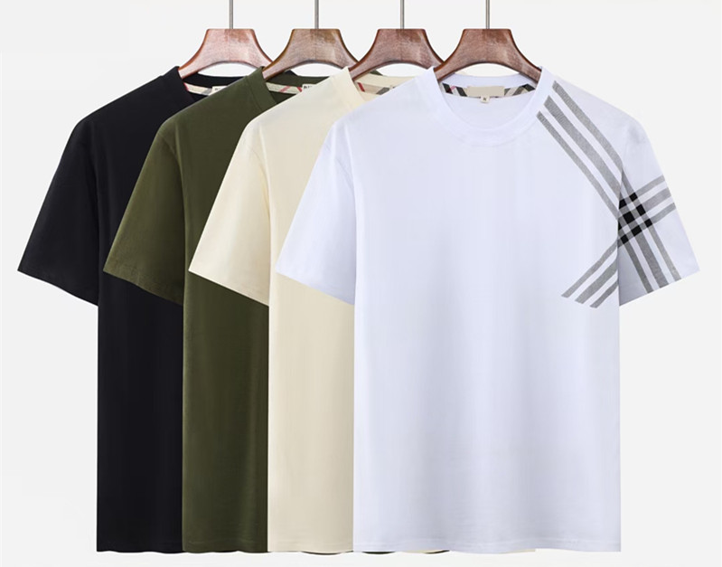 Designer fashion popular brand men's loose round neck short sleeve 4 color shoulder stripe casual men's and women's T-shirt -WM1