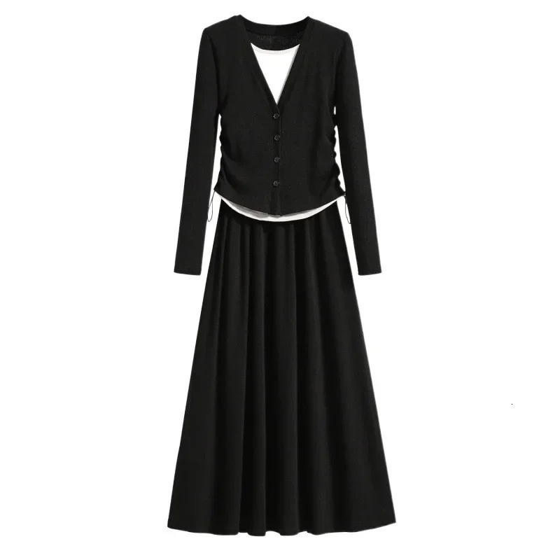 Plus Size Early Autumn Matching Suit 2024 Fantasy Top Casual Half length Long Dress Two Piece Set 250122