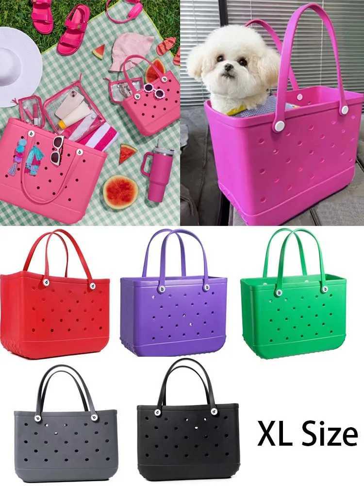 Womens large-sized summer beach bag fashionable EVA rubber waterproof storage basket mens travel picnic handbag handbag W250415