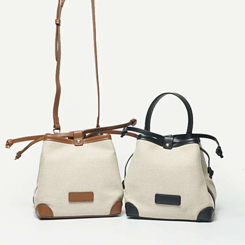 2024 New Women's Fashion Versatile Canvas Stylish Drawstring Retro Bucket Single Shoulder Crossbody Bag For Women