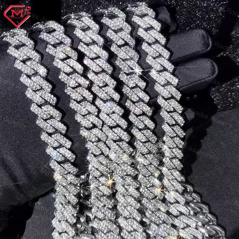 Hot Selling 10MM Miami Cuban Link Chain 925 Sterling Silver Iced Out Hiphop Custom Moissanite Cuban Link Chain