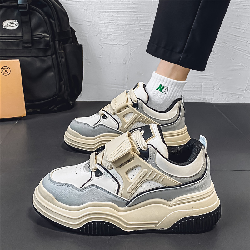 Men Casual Shoes Fashion Thick Sole Simple Design Versatile Triple Black Brown Grey Green Free shipping