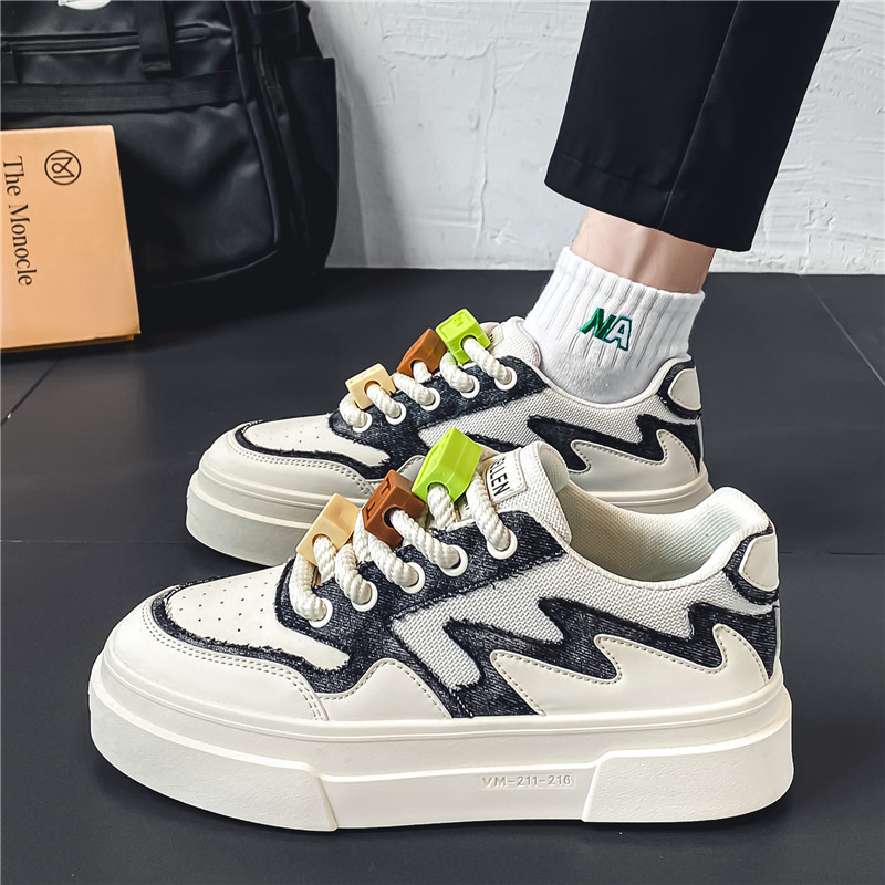 Men Casual Shoes Thick Sole Fashion Design Sense Versatile Triple Black Blue Free shipping