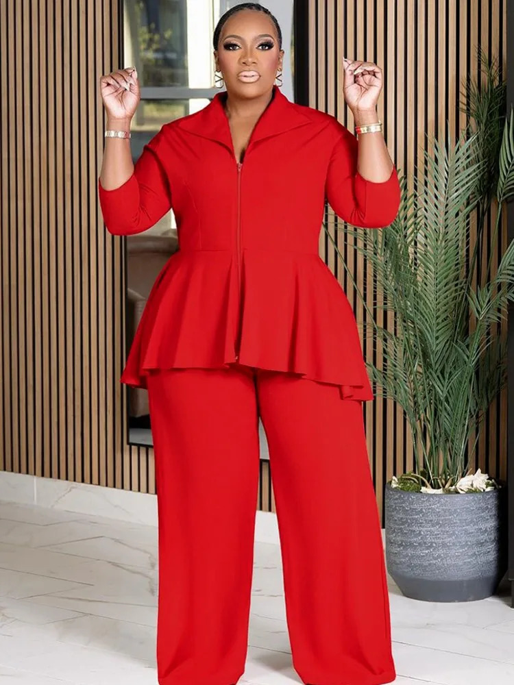 2 Piece Women Sets 2025 Arrival Plus Size Summer Spring Matching Black Top And Pants Suits Outfits Oversized Clothing 250122