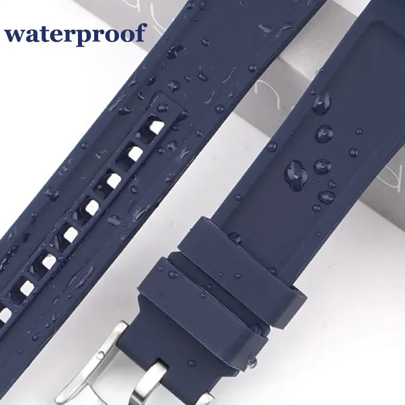 Curved End Watch Band for Moon Silicone Strap for 20mm 22mm Arc Rubber Sport Bracelet for Curved Straps 250121
