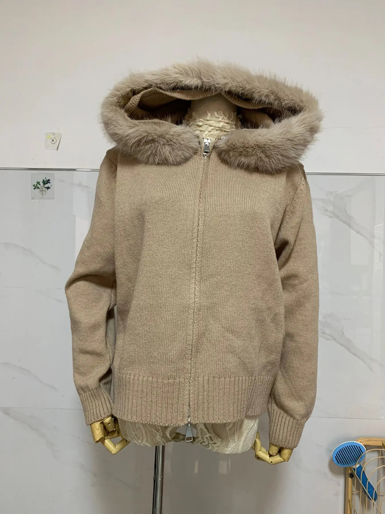 2025 Autumn Winter Clothes Women Cashmere Cardigan Womens Hooded Sweater Zipper Outerwears Jacket y2k Tops Pull Winter Femme 250122