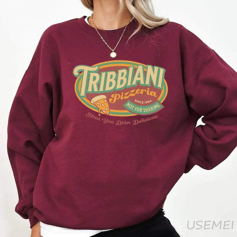 Tribbiani Sweatshirt Female Friends 90s TV Show Sweatshirts How You Doin Printed Pullover Long Sleeve Top Hoodie Women Clothes 250121