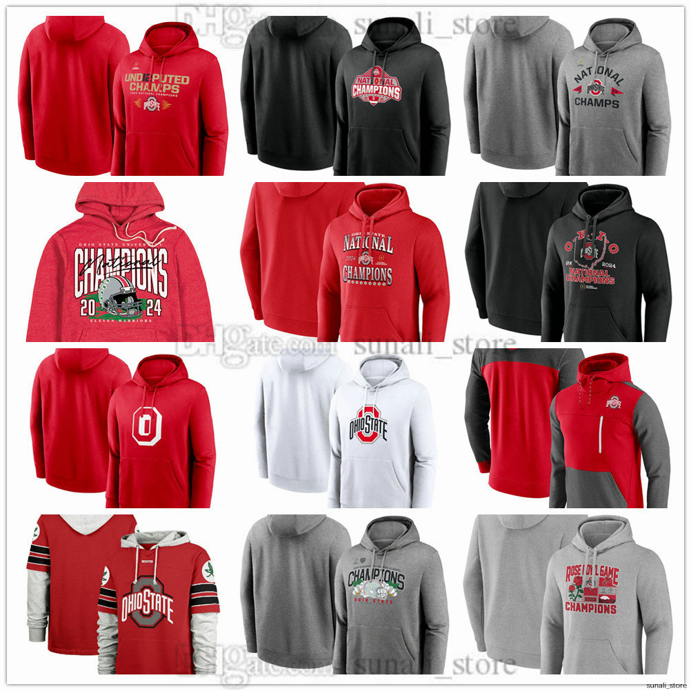 Buckeyes College Football 2024NationalChampions Locker Room Pullover Hoodie Sweatshirts Hoodies 4 Jeremiah Smith 18 Will Howard 32 Henderson 33 Jack Sawyer Men's