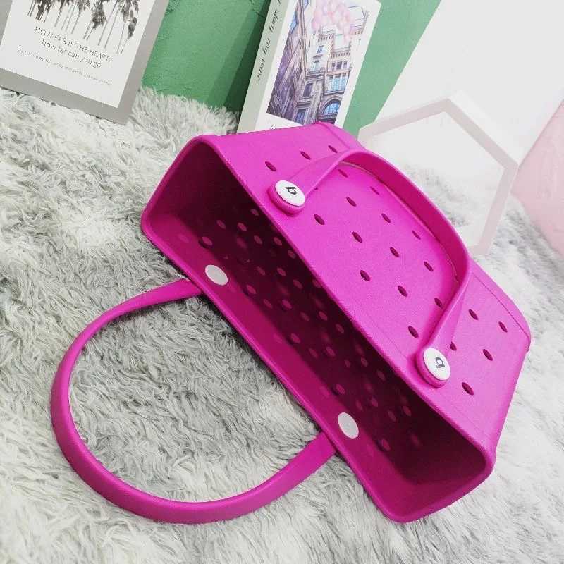 Womens large-sized summer beach bag fashionable EVA rubber waterproof storage basket mens travel picnic handbag handbag W250415